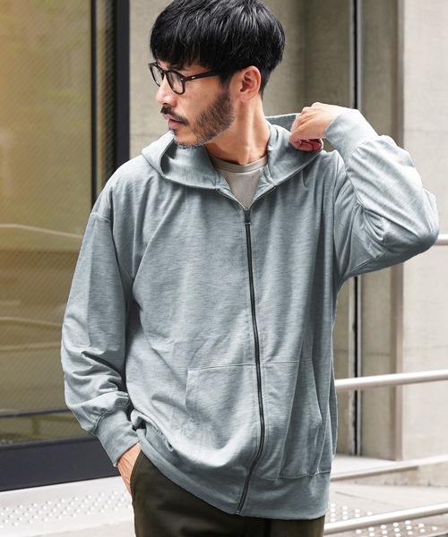 jiggys shop(ジギーズショップ)の「ミニ裏毛綿タッチ無地ジップアップパーカー フーディー(パーカー・メンズ・ブラック/オートミール/杢グレー/グレー系その他・MEDIUM/LARGE/X-LARGE)」の2枚目の写真