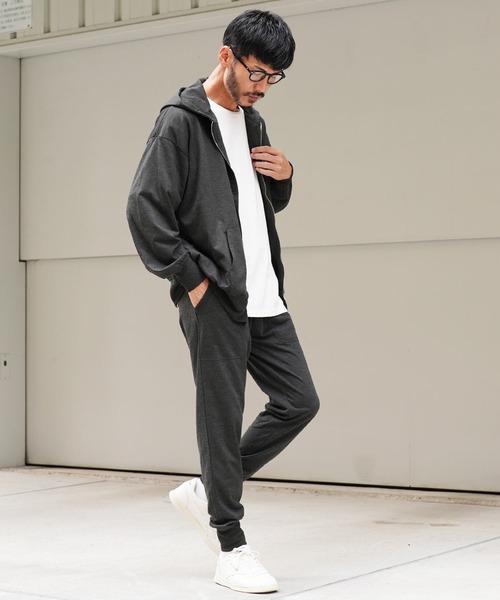jiggys shop(ジギーズショップ)の「ミニ裏毛綿タッチ無地ジップアップパーカー フーディー(パーカー・メンズ・ブラック/オートミール/杢グレー/グレー系その他・MEDIUM/LARGE/X-LARGE)」の13枚目の写真