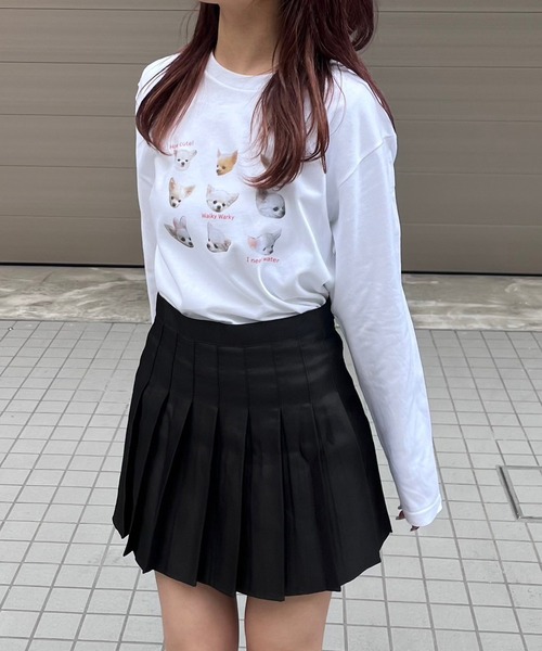 merrylatte（メリーラテ）の「チワワいっぱいデザインロンT／長袖Tシャツ（Tシャツ/カットソー・レディース・ホワイト・MEDIUM/SMALL/LARGE）」の2枚目の写真