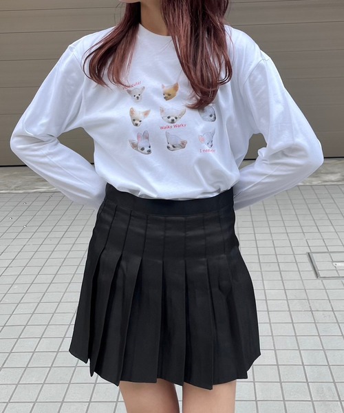 merrylatte（メリーラテ）の「チワワいっぱいデザインロンT／長袖Tシャツ（Tシャツ/カットソー・レディース・ホワイト・MEDIUM/SMALL/LARGE）」の4枚目の写真