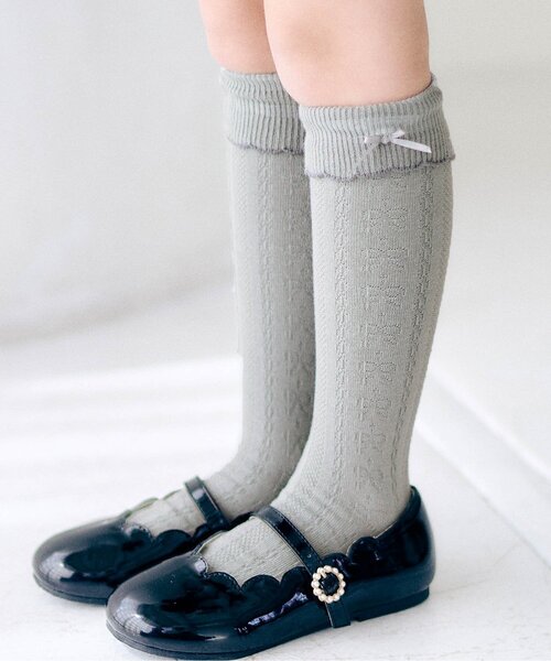 apres les cours（アプレレクール）の「フリルハイソックス（ソックス/靴下・キッズ・ブラック/アイボリー/グレー/ピンク・12/15 /18/21）」の3枚目の写真