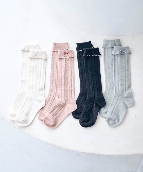 apres les cours（アプレレクール）の「フリルハイソックス（ソックス/靴下・キッズ・ブラック/アイボリー/グレー/ピンク・12/15 /18/21）」の7枚目の写真