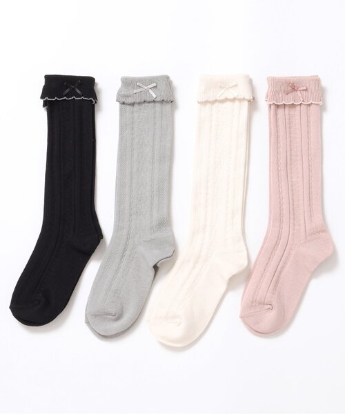 apres les cours（アプレレクール）の「フリルハイソックス（ソックス/靴下・キッズ・ブラック/アイボリー/グレー/ピンク・12/15 /18/21）」の8枚目の写真
