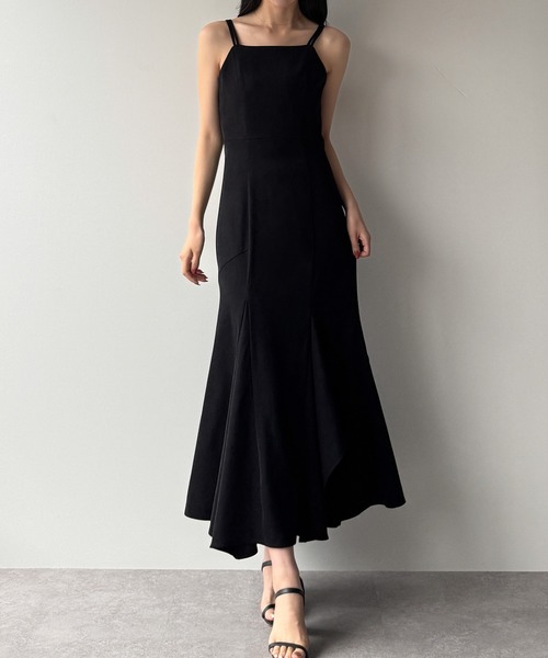Louere（ルエレ）の「イレヘム深スリットマーメイドキャミワンピース[高身長サイズMT/低身長サイズS有り]（ワンピース・レディース・チャコール/ブラウン/ブラック/アイボリー/グレイッシュベージュ・MT/SMALL/MEDIUM/LARGE/X-LARGE）」の7枚目の写真