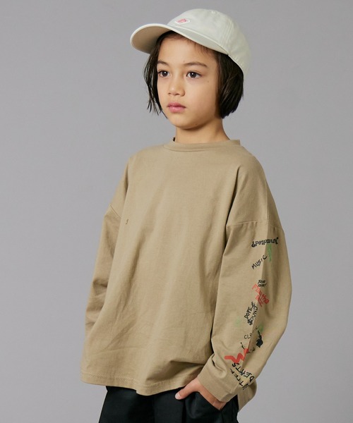 PAIRMANON STREET（ペアマノンストリート）の「【PAIRMANON STREET】袖 オリジナル プリント 長袖 Tシャツ トップス（Tシャツ/カットソー・キッズ・ホワイト/ホワイト系その他/ホワイト系その他3/グリーン/ブラック/ブラック系その他2/ホワイト系その他2/ブラック系その他/ブラック系その他3/オレンジ/ベージュ・100/110/120/130/140/150/160/90）」の9枚目の写真