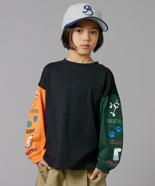 PAIRMANON STREET（ペアマノンストリート）の「【PAIRMANON STREET】袖 オリジナル プリント 長袖 Tシャツ トップス（Tシャツ/カットソー・キッズ・ホワイト/ホワイト系その他/ホワイト系その他3/グリーン/ブラック/ブラック系その他2/ホワイト系その他2/ブラック系その他/ブラック系その他3/オレンジ/ベージュ・100/110/120/130/140/150/160/90）」の6枚目の写真