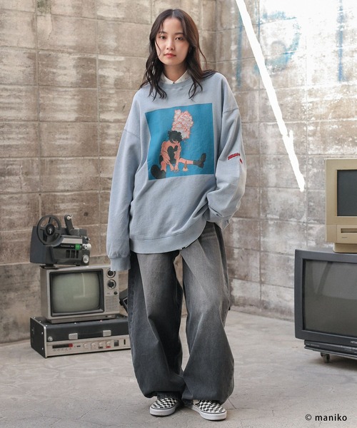 トレーナー スウェット 「PBLIM×manikoコラボ」グラフィックスウェット レディース メンズ セール】【PBLIM×manikoコラボ】グラフィックスウェット