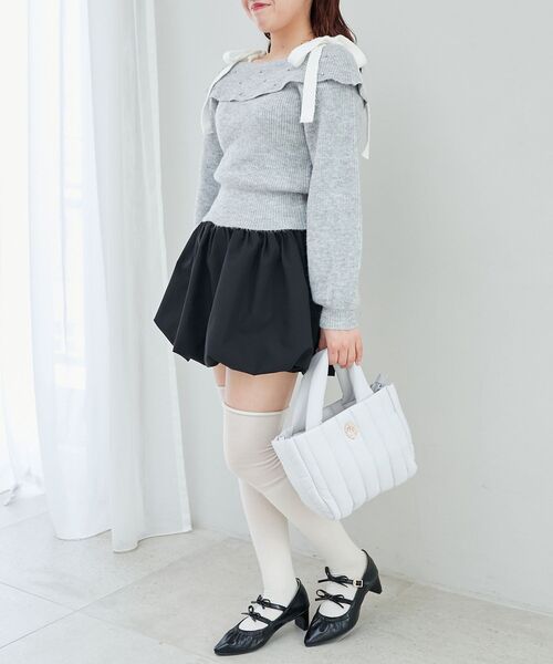 MAJESTIC LEGON（マジェスティックレゴン）の「ビジューオフショルニット（ニット/セーター・レディース・グレー/チャコールグレー/アイボリー/ピンク・MEDIUM）」の21枚目の写真