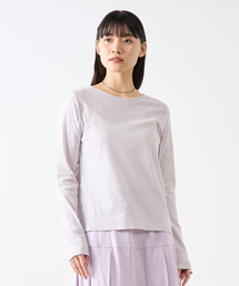 コットン丸首インナーロングTシャツ