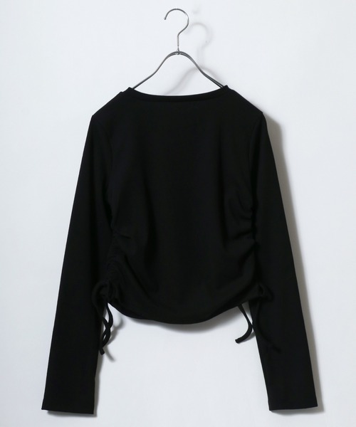Salong hameu(サロン ハミュー)の「ハートロゴラインストーン リブニット長袖Tシャツ/ロンT/プルオーバートップス(Tシャツ/カットソー・レディース・ブラック/オフホワイト・M/L)」の6枚目の写真