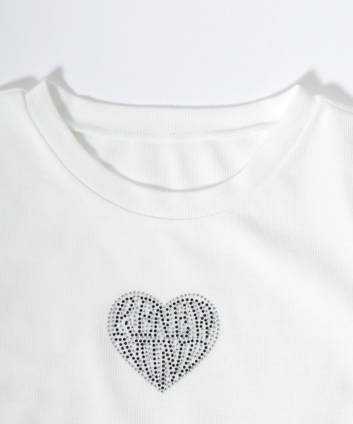Salong hameu(サロン ハミュー)の「ハートロゴラインストーン リブニット長袖Tシャツ/ロンT/プルオーバートップス(Tシャツ/カットソー・レディース・ブラック/オフホワイト・M/L)」の10枚目の写真
