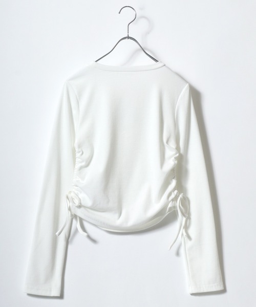 Salong hameu(サロン ハミュー)の「ハートロゴラインストーン リブニット長袖Tシャツ/ロンT/プルオーバートップス(Tシャツ/カットソー・レディース・ブラック/オフホワイト・M/L)」の4枚目の写真