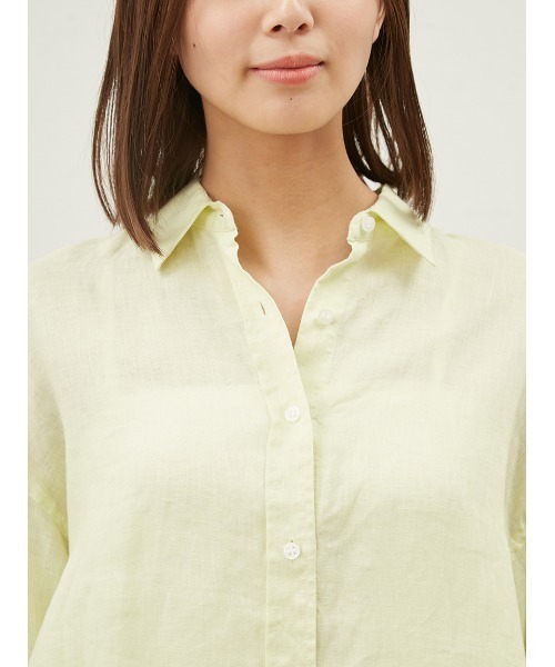 Mila Owen（ミラオーウェン）の「フレンチリネンオーバーサイズシャツ【手洗い可能】（シャツ/ブラウス・レディース・ブルー/ピンク/イエロー/ホワイト/ネイビー/チャコールグレー/ミント/クリーム・FREE）」の13枚目の写真