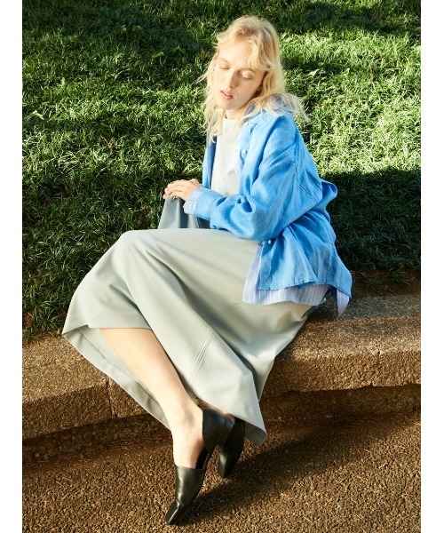 Mila Owen（ミラオーウェン）の「フレンチリネンオーバーサイズシャツ【手洗い可能】（シャツ/ブラウス・レディース・ブルー/ピンク/イエロー/ホワイト/ネイビー/チャコールグレー/ミント/クリーム・FREE）」の10枚目の写真