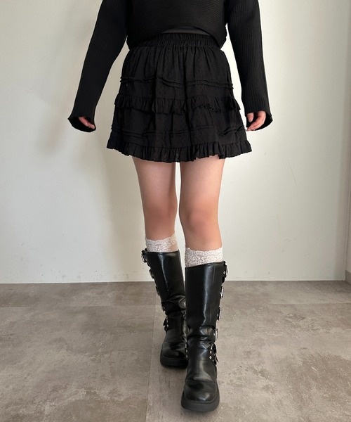 apres jour mignon（アプレジュールミニョン）の「コットンレースミニティアードスカート【ZOZOTOWN限定アイテム】（スカート・レディース・オフホワイト/ブラック・フリー/X-LARGE）」の10枚目の写真