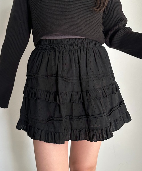 apres jour mignon（アプレジュールミニョン）の「コットンレースミニティアードスカート【ZOZOTOWN限定アイテム】（スカート・レディース・オフホワイト/ブラック・フリー/X-LARGE）」の14枚目の写真