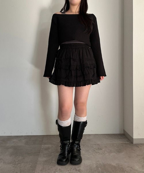 apres jour mignon（アプレジュールミニョン）の「コットンレースミニティアードスカート【ZOZOTOWN限定アイテム】（スカート・レディース・オフホワイト/ブラック・フリー/X-LARGE）」の17枚目の写真