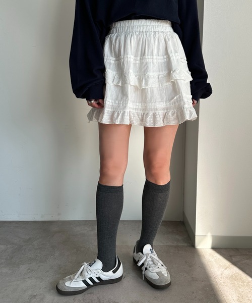 apres jour mignon（アプレジュールミニョン）の「コットンレースミニティアードスカート【ZOZOTOWN限定アイテム】（スカート・レディース・オフホワイト/ブラック・フリー/X-LARGE）」の19枚目の写真
