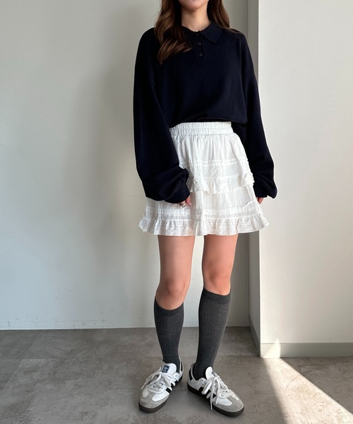 apres jour mignon（アプレジュールミニョン）の「コットンレースミニティアードスカート【ZOZOTOWN限定アイテム】（スカート・レディース・オフホワイト/ブラック・フリー/X-LARGE）」の21枚目の写真