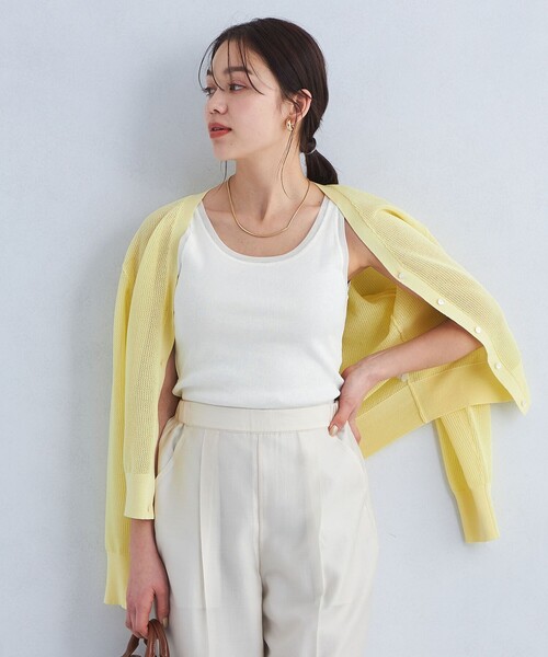 green label relaxing（グリーンレーベルリラクシング）の「チュール トリミング タンクトップ（Tシャツ/カットソー・レディース・オフホワイト/ブラック/ナチュラル・FREE）」の2枚目の写真