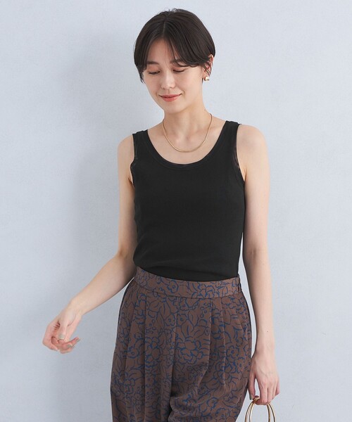 green label relaxing（グリーンレーベルリラクシング）の「チュール トリミング タンクトップ（Tシャツ/カットソー・レディース・オフホワイト/ブラック/ナチュラル・FREE）」の3枚目の写真