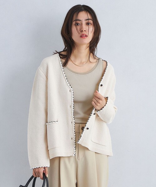 green label relaxing（グリーンレーベルリラクシング）の「チュール トリミング タンクトップ（Tシャツ/カットソー・レディース・オフホワイト/ブラック/ナチュラル・FREE）」の4枚目の写真