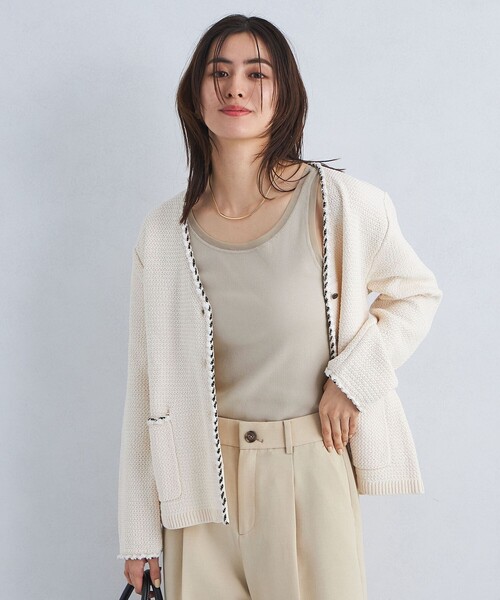 green label relaxing（グリーンレーベルリラクシング）の「チュール トリミング タンクトップ（Tシャツ/カットソー・レディース・オフホワイト/ブラック/ナチュラル・FREE）」の5枚目の写真