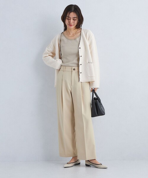 green label relaxing（グリーンレーベルリラクシング）の「チュール トリミング タンクトップ（Tシャツ/カットソー・レディース・オフホワイト/ブラック/ナチュラル・FREE）」の6枚目の写真