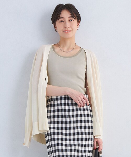 green label relaxing（グリーンレーベルリラクシング）の「チュール トリミング タンクトップ（Tシャツ/カットソー・レディース・オフホワイト/ブラック/ナチュラル・FREE）」の8枚目の写真