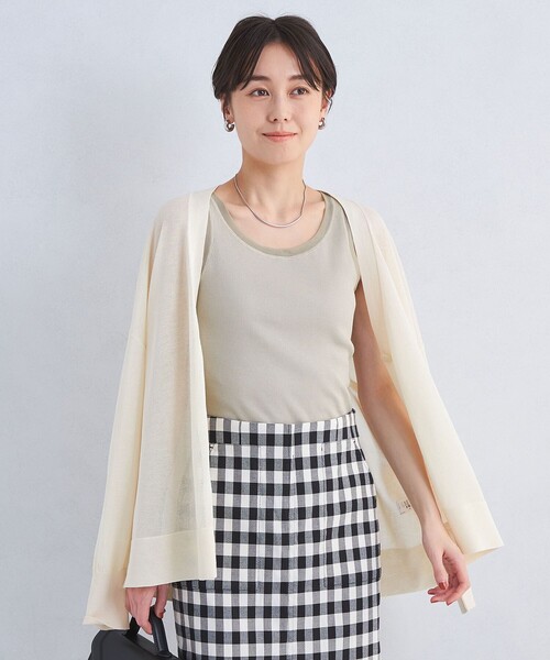 green label relaxing（グリーンレーベルリラクシング）の「チュール トリミング タンクトップ（Tシャツ/カットソー・レディース・オフホワイト/ブラック/ナチュラル・FREE）」の9枚目の写真