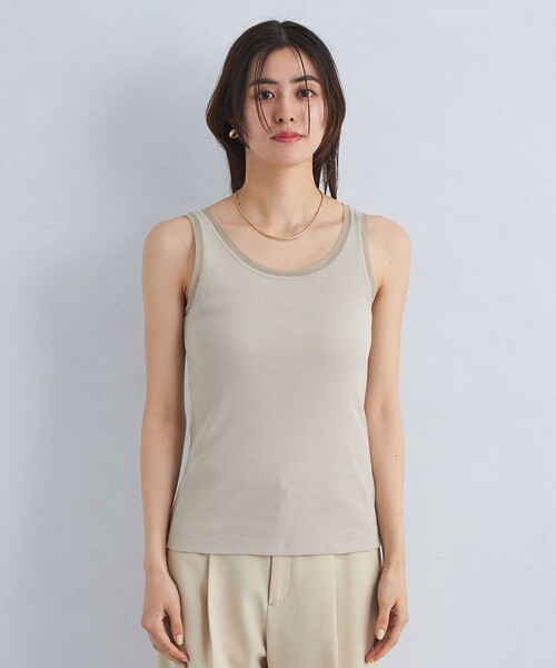 green label relaxing（グリーンレーベルリラクシング）の「チュール トリミング タンクトップ（Tシャツ/カットソー・レディース・オフホワイト/ブラック/ナチュラル・FREE）」の13枚目の写真