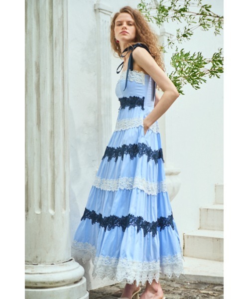 セール】Saint-Tropez Lace Dress ボーダーレースドレス（ワンピース