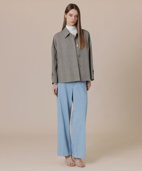 MACKINTOSH LONDON(マッキントッシュ ロンドン)の「【ROSLEY/ロズリー】コットングレンチェックステンカラーショートコート(トレンチコート・レディース・グレー系その他・38)」の9枚目の写真