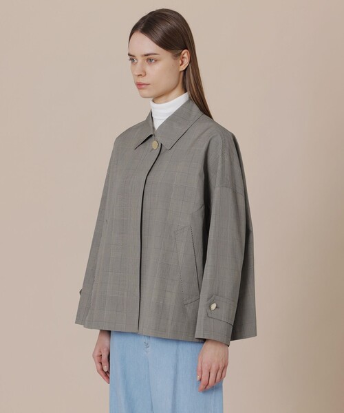 MACKINTOSH LONDON(マッキントッシュ ロンドン)の「【ROSLEY/ロズリー】コットングレンチェックステンカラーショートコート(トレンチコート・レディース・グレー系その他・38)」の7枚目の写真