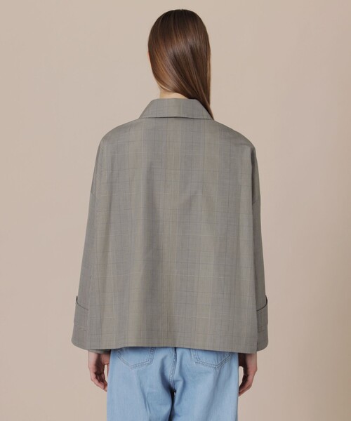 MACKINTOSH LONDON(マッキントッシュ ロンドン)の「【ROSLEY/ロズリー】コットングレンチェックステンカラーショートコート(トレンチコート・レディース・グレー系その他・38)」の6枚目の写真