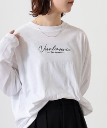ワイドシルエット ワンポイント刺繍ロングスリーブTシャツ