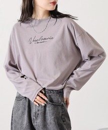 ワイドシルエット ワンポイント刺繍ロングスリーブTシャツ