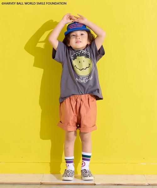 SMILEY FACE（スマイリーフェイス）の「【HARVEY BALL】別注 SMILEY FACE Tee（Tシャツ/カットソー・キッズ・レッド/チャコール/ブラック/オフホワイト・80/90/95/100/110/120/130/140/150）」の13枚目の写真