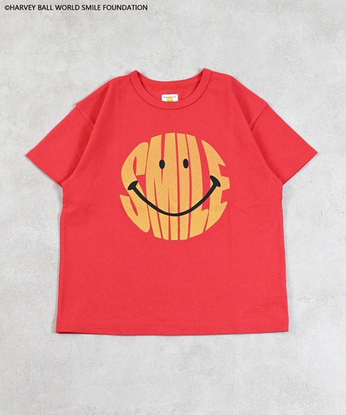 SMILEY FACE（スマイリーフェイス）の「【HARVEY BALL】別注 SMILEY FACE Tee（Tシャツ/カットソー・キッズ・レッド/チャコール/ブラック/オフホワイト・80/90/95/100/110/120/130/140/150）」の16枚目の写真