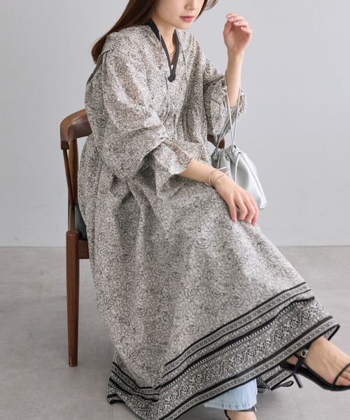 PUAL CE CIN(ピュアルセシン)の「インドコットンボイル ボタニカルプリントワンピース(ワンピース・レディース・その他・FREE)」の9枚目の写真