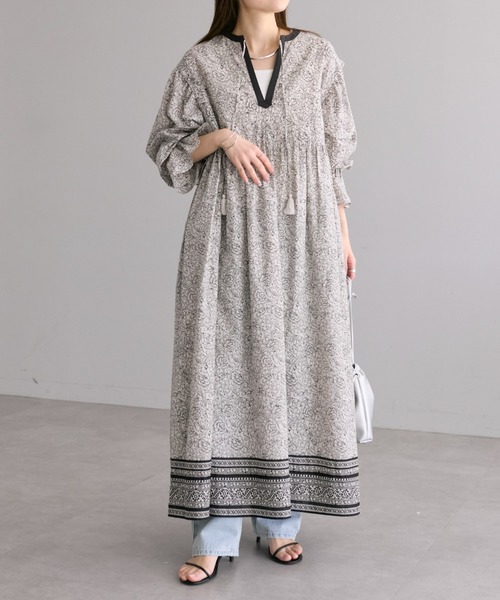 PUAL CE CIN(ピュアルセシン)の「インドコットンボイル ボタニカルプリントワンピース(ワンピース・レディース・その他・FREE)」の3枚目の写真