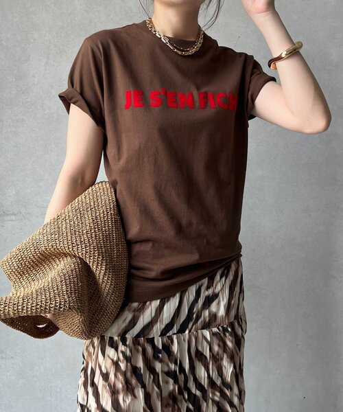 DouDou(ドゥドゥ)の「【新色追加】JES'EN FICHEフロッキーロゴTEE(Tシャツ/カットソー・レディース・グレー/チャコールグレー/ホワイト/ホワイト系その他/ライトグレー/ブラウン・FREE)」の6枚目の写真