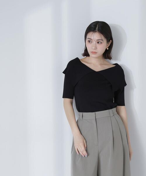 NATURAL BEAUTY BASIC(ナチュラルビューティーベーシック)の「◇ビックカラーボートネックニット(ニット/セーター・レディース・ブラック/カーキ/オフホワイト・FREE)」の2枚目の写真