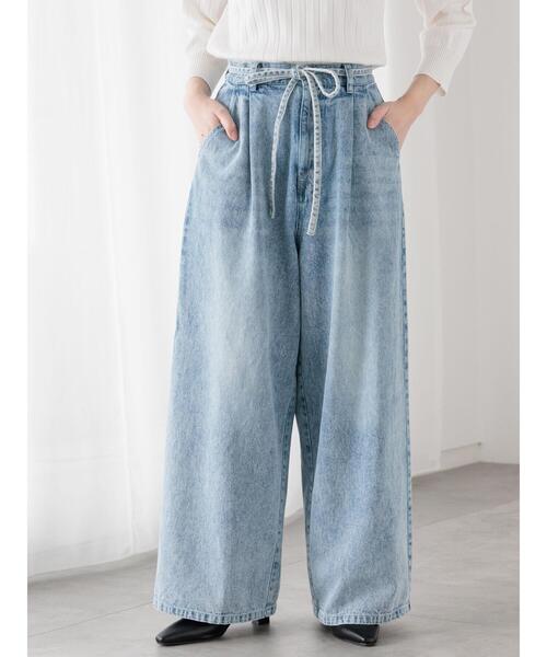 Te chichi TERRASSE（テチチテラス）の「ウエストリボンタックワイドデニムパンツ《2025spring catalog item》（その他パンツ・レディース・ブルー/サックスブルー/ベージュ・M/L）」の17枚目の写真