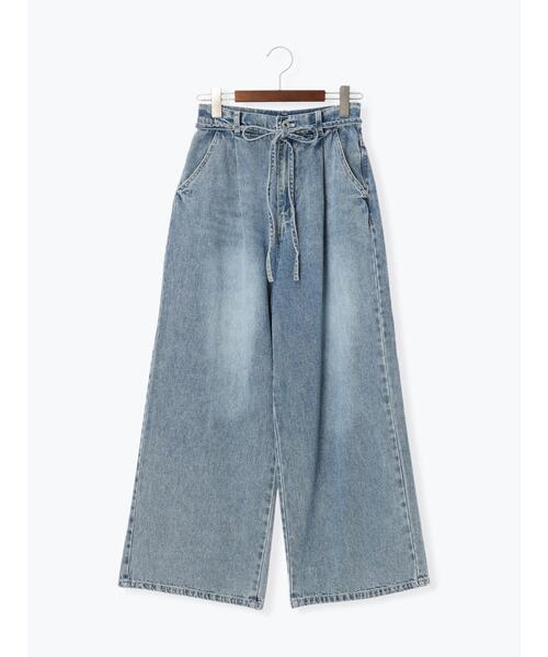 Te chichi TERRASSE（テチチテラス）の「ウエストリボンタックワイドデニムパンツ《2025spring catalog item》（その他パンツ・レディース・ブルー/サックスブルー/ベージュ・M/L）」の10枚目の写真