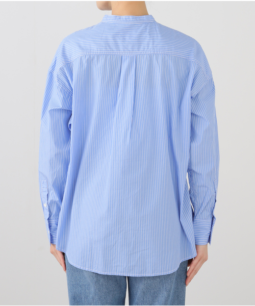 SLOBE IENA -  NAVY 別注 バンドカラー シャツ ブラウス FREE ホワイト ROYAL NAVY/ロイヤルネイビー SLOBE別注 バンドカラーシャツ