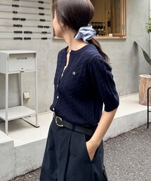 fredy emue | FR刺繍ケーブル柄半袖カーディガン(カーディガン/ボレロ)