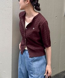 fredy emue | FR刺繍ケーブル柄半袖カーディガン(カーディガン/ボレロ)