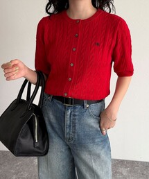 fredy emue | FR刺繍ケーブル柄半袖カーディガン(カーディガン/ボレロ)