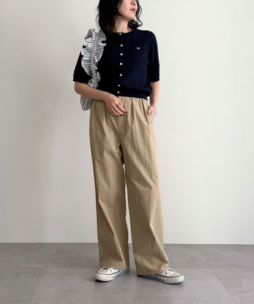 fredy emue（フレディエミュ）の「FR刺繍ケーブル柄半袖カーディガン（カーディガン/ボレロ・レディース・ネイビー/イエロー/ブルー/オフホワイト/ベージュ/ブラウン/レッド・38）」の10枚目の写真